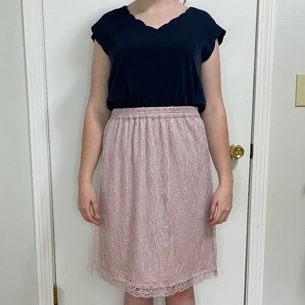 Light Pink Lace Midi Skirt Petite From Loft
